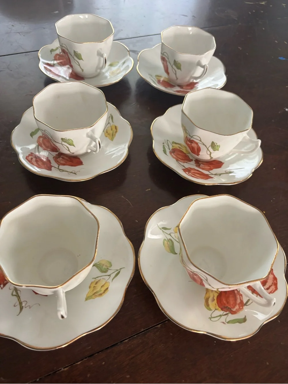 Vintage Royal Albert Crown Fine Bone China TeaCup and Saucer Set - set of 6